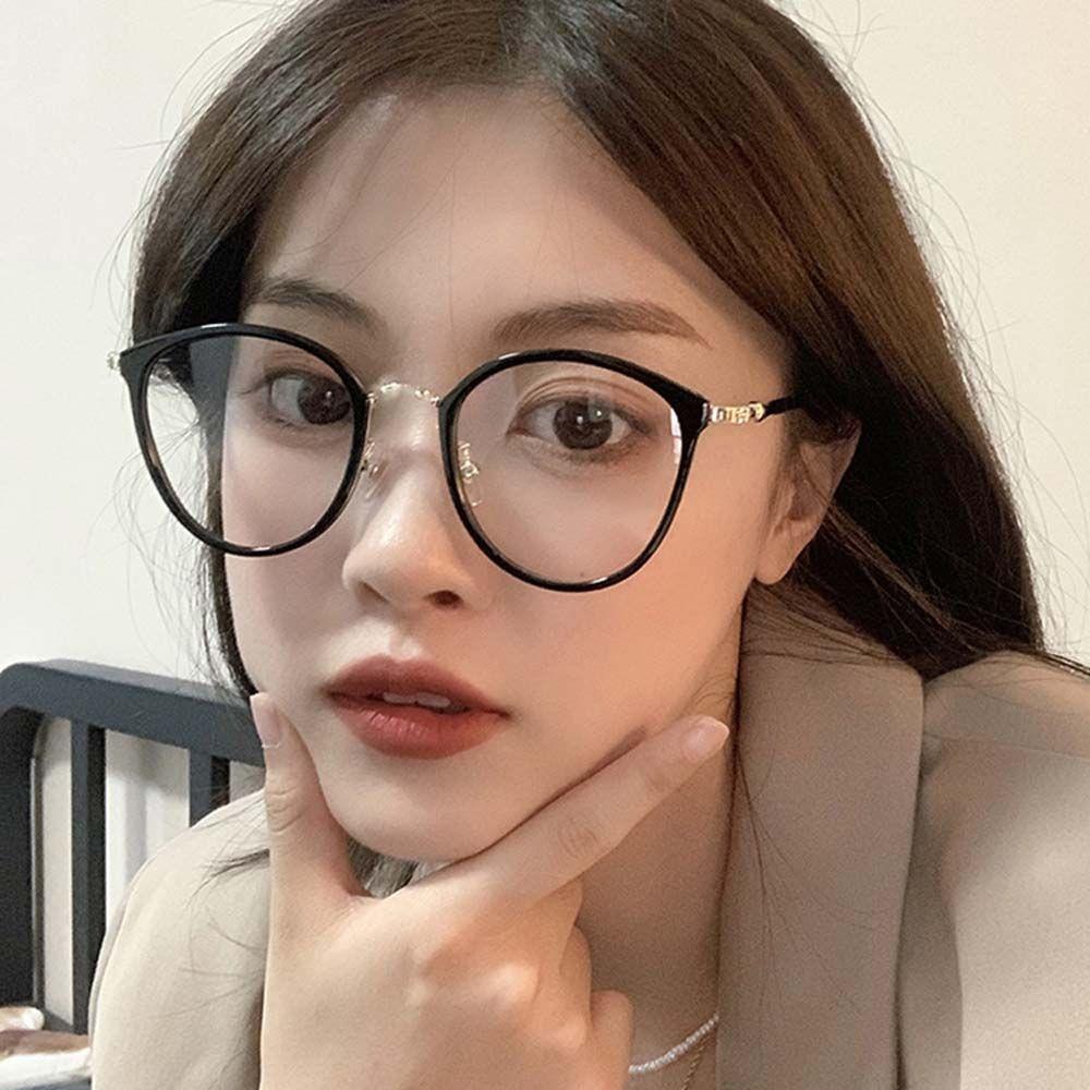 Mắt Kính Chống Bức Xạ Gọng Lớn Bằng Kim Loại Trong Suốt Cho Nam &amp; Nữ