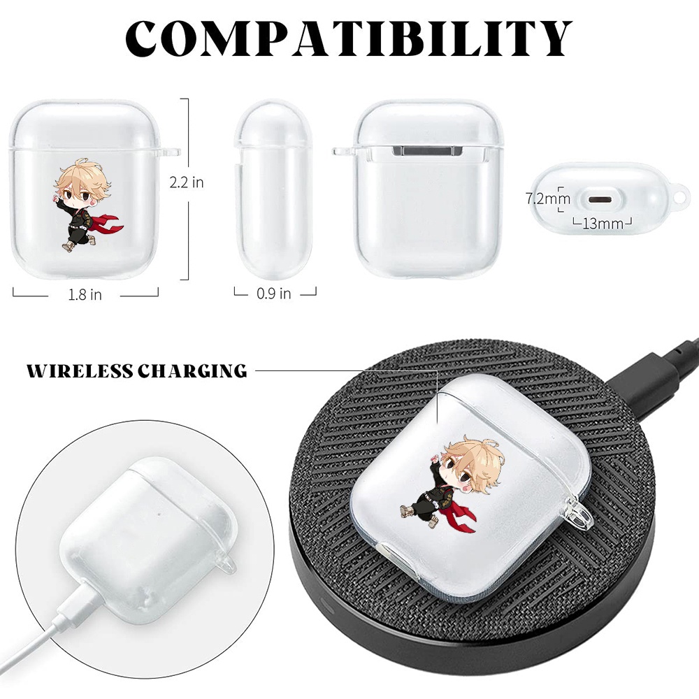Dễ Thương Vỏ Bảo Vệ Hộp Sạc Tai Nghe bluetooth airpod pro 3 2 1 Bằng tpu Trong Suốt Họa Tiết Hoạt Hình anime tokyo revengers