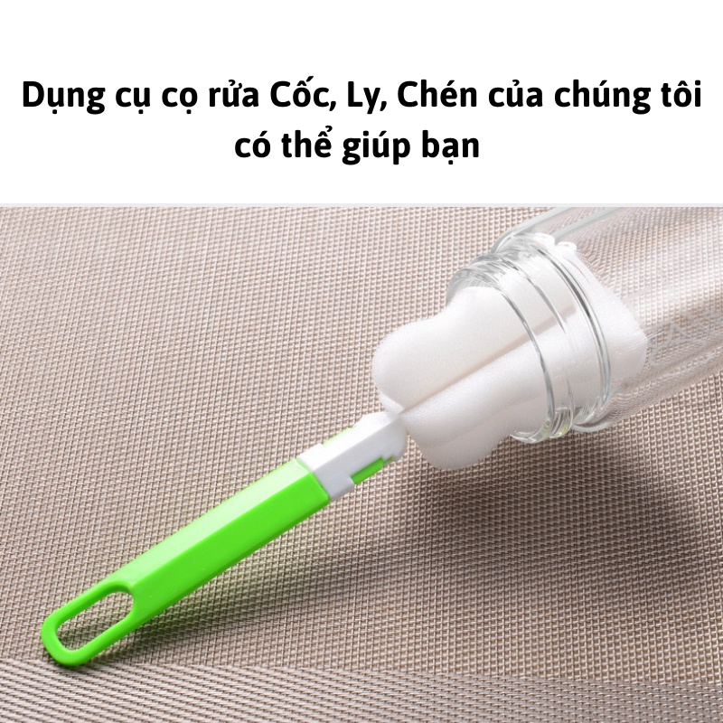 Bộ cọ lau rửa cốc ly thủy tinh, bình sữa, bình nước cao cấp, siêu sạch nhiều màu - BlueStore