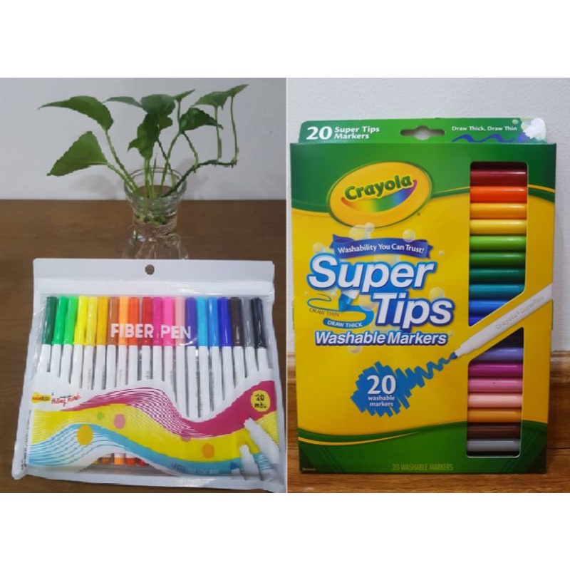 Bút lông màu Crayola 20 màu + Bút lông màu Fiber pen Thiên Long-COLOKIT 20 màu