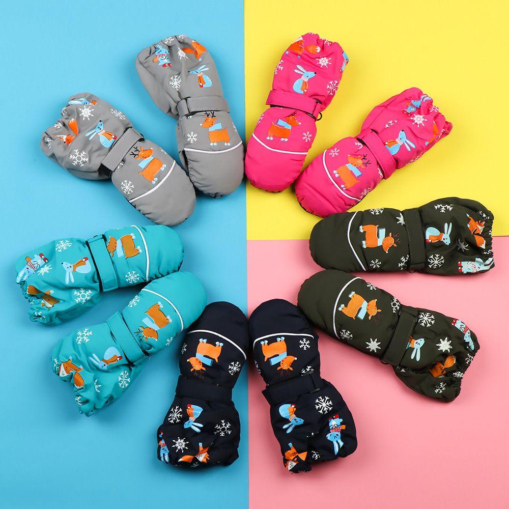 JUNE Găng Tay Trượt Tuyết In Hoạt Hình Dễ Thương Cho Bé