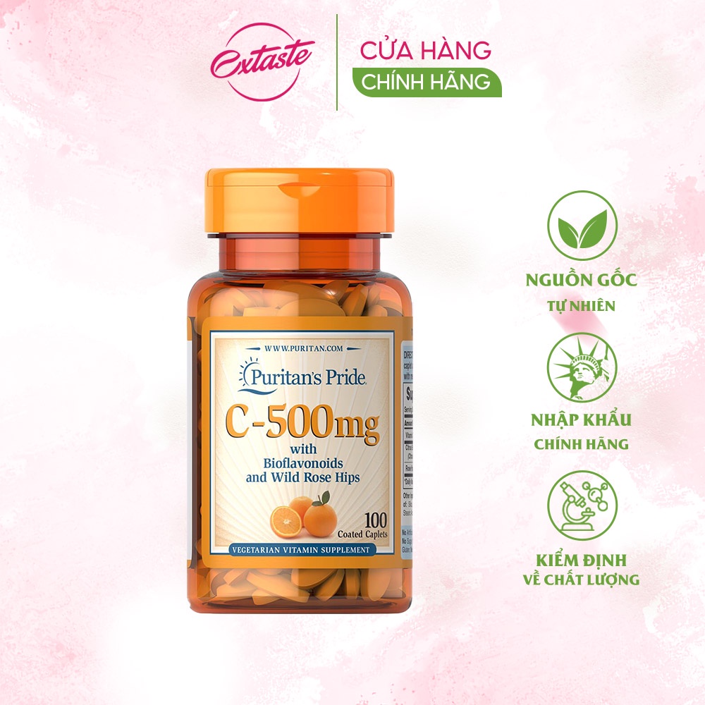 Viên uống vitamin c puritan's pride vitamin C-500mg with bioflavonoids and wild rose hips 100 viên Healthy care extaste