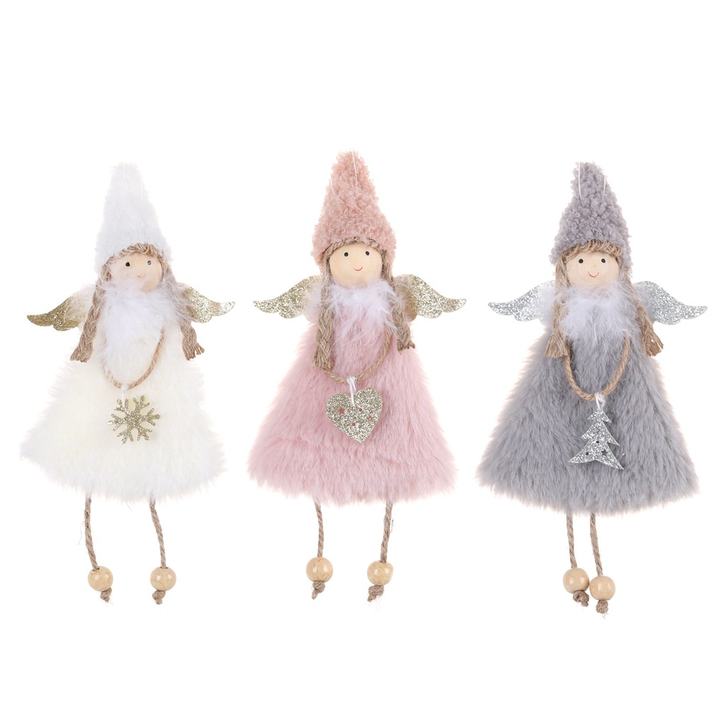 [ Christmas Plush Girl Cute Angel Doll Pendant Decoration for Home Living Room Bedroom New Year Xmas Gift ]