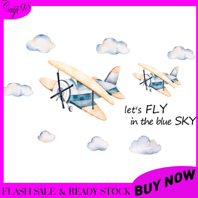 Watercolor Airplane Pattern Wall Sticker Kids Baby Rooms Home Decoration Nursery Wallpaper