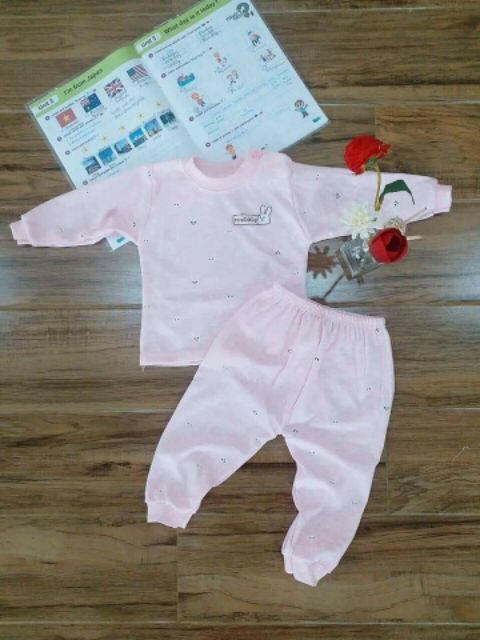 Bộ nỉ cotton Unchi dài tay cài khuy giữa