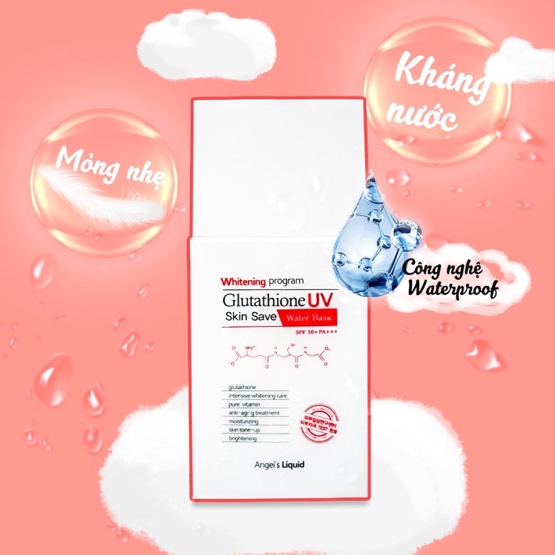 Kem chống nắng nâng tone makeup ngừa sạm nám Glutathione UV Skin Save Angel’s Liquid SPF50+/PA+++