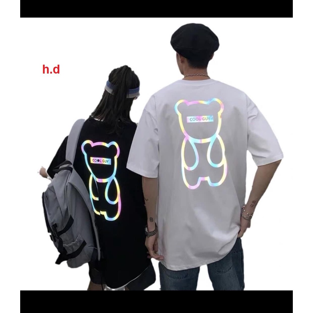 Áo thun gấu phản quang i am cool, chất cotton phom rộng, mặc đôi mặc nhóm siêu xinh nhe