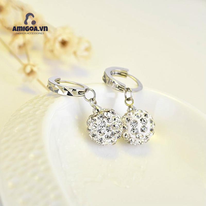 Bông Tai Mạ Bạc Đính Đá Phong Cách Công Chúa