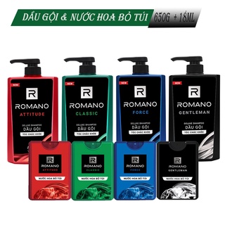 Dầu gội Romano 650ml +Nước hoa bỏ túi 18ml