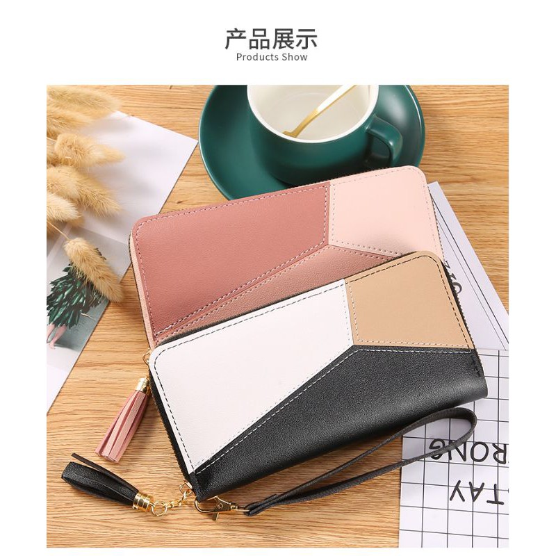 Ví nữ cầm tay dài phối mầu loại 1 [ có video] | BigBuy360 - bigbuy360.vn