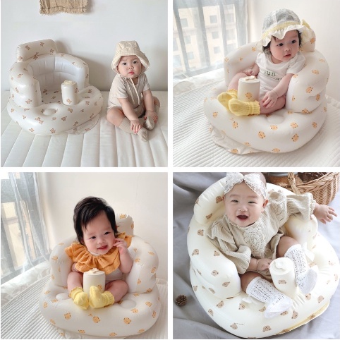 Ghế hơi tập ngồi cho bé SUNLIN hình gấu cao cấp phong cách Hàn Quốc - Tặng 1 Kính râm cho bé