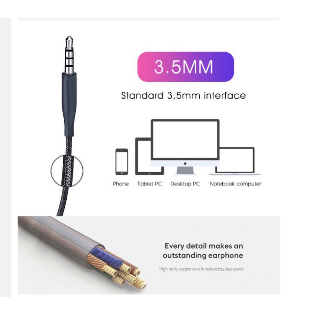 [BH6T] Tai Nghe Nhét Tai Jack 3.5mm Có Micro Âm Thanh Sống Động