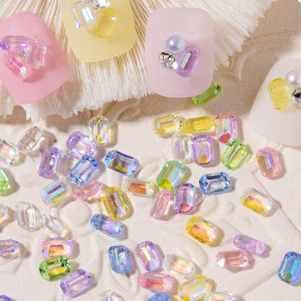 NIUYOU Set 100 Móng Tay Giả Chuyên Dụng|Bông Tai Hình Bát Giác Bằng Nhựa Resin Lấp Lánh Thời Trang|Hạt Ngọc Trang Trí Móng Tay