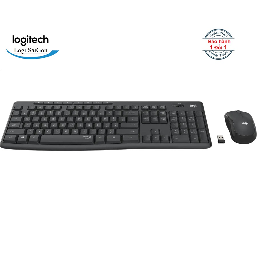 Bộ bàn phím & chuột không dây Logitech MK295 Silent - Công nghệ silent Touch giảm hơn 90% tiếng ồn, Full size