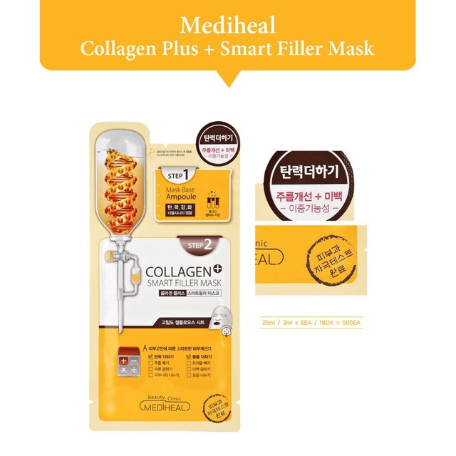 Mặt Nạ 2 Bước Ampoule + Mask Tái Sinh Da Mediheal Collagen Plus