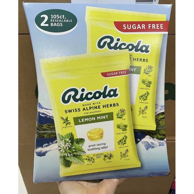 Kẹo thảo mộc ngậm ho RICOLA giúp dịu cơn ho, đ.a.u r.á.t h.ọ.n.g, đau họng