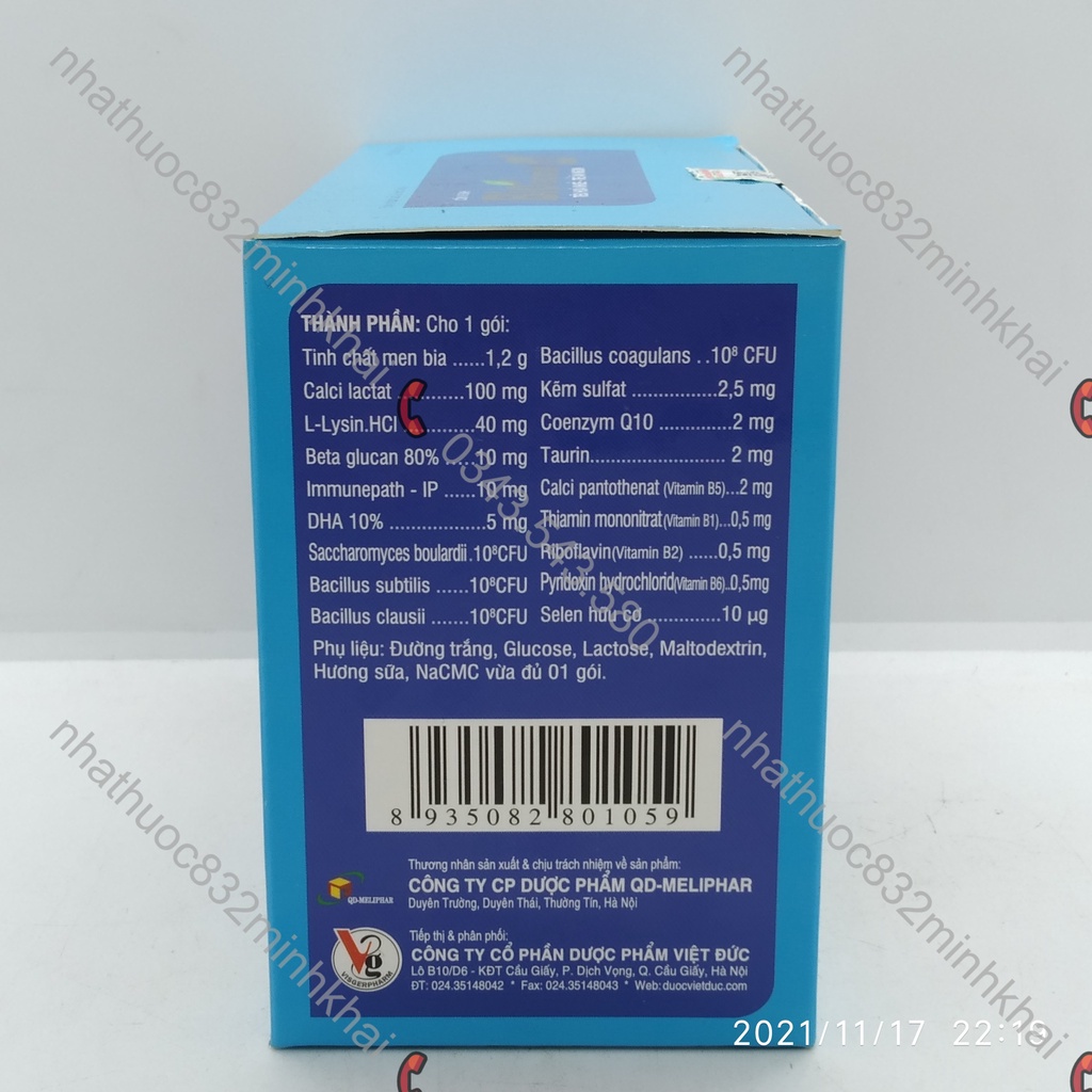 Cốm vi sinh Bio-acimin Gold mới -  công thức cải tiến 3+1 giúp Tiêu hóa khỏe - Trẻ ăn ngon