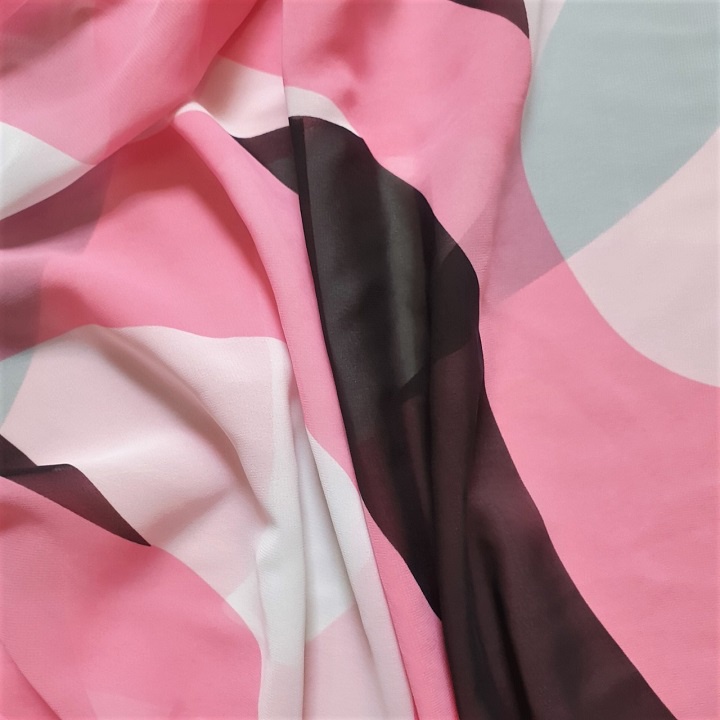 Vải Voan Chiffon Hồng Họa Tiết, Vải Theo Ô, 1 Ô/ 80cm - Khổ 1m5, Chất Mỏng Rũ, Co Giãn