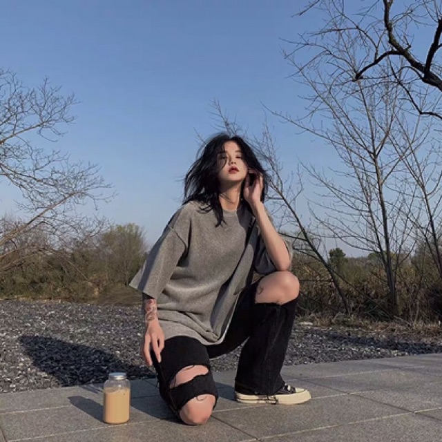 [ORDER Quần jeans rách ống rộng màu đen eo cao Ulzzang siêu chất ❤️ | BigBuy360 - bigbuy360.vn