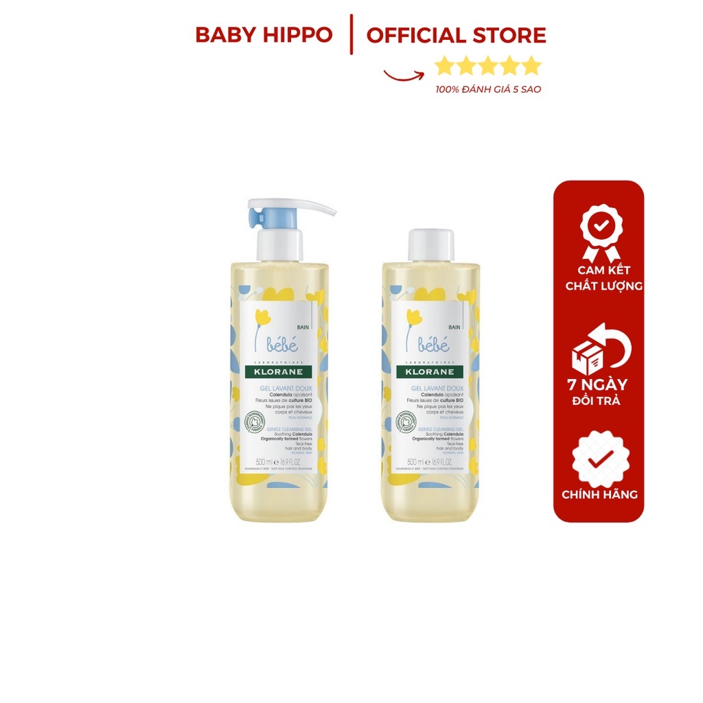 Set 2 chai sữa tắm gội cho bé Klorane Bebe 500ml của Pháp