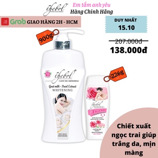Combo Sữa tắm tinh chất ngọc trai nước hoa Thebol 2 Plus 900g + Sữa tắm chiết xuất hạt mát xa 226gr