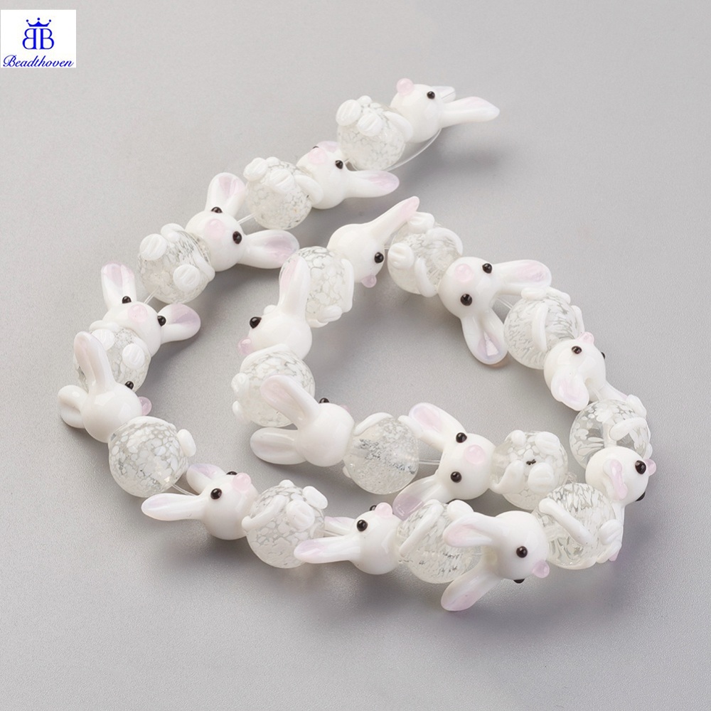 Hạt Xỏ Hình Thỏ Con Trắng 25~28 x 18~20 x 13~14mm Xinh Xắn
