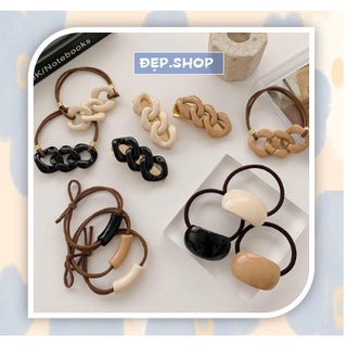 Set dây buộc tóc nâu phong cách thời trang hàn quốc mới nhất