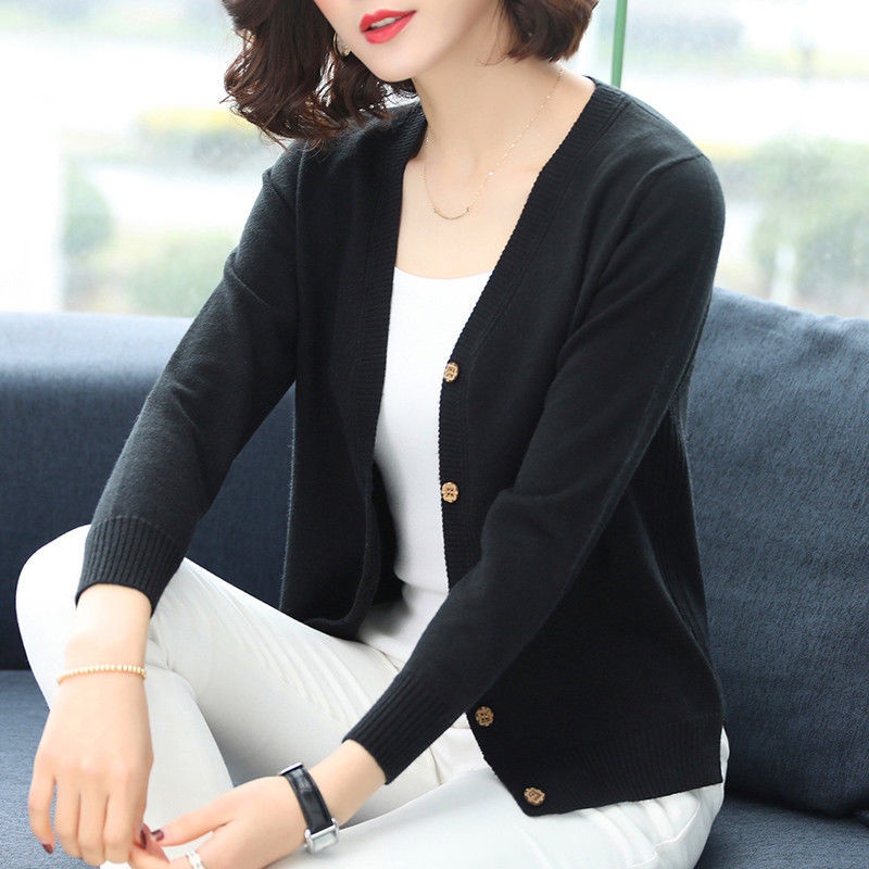 Áo Khoác Cardigan Dệt Kim Mỏng Dáng Rộng Thời Trang Xuân Thu Xuân Thu Mới Cho Nữ