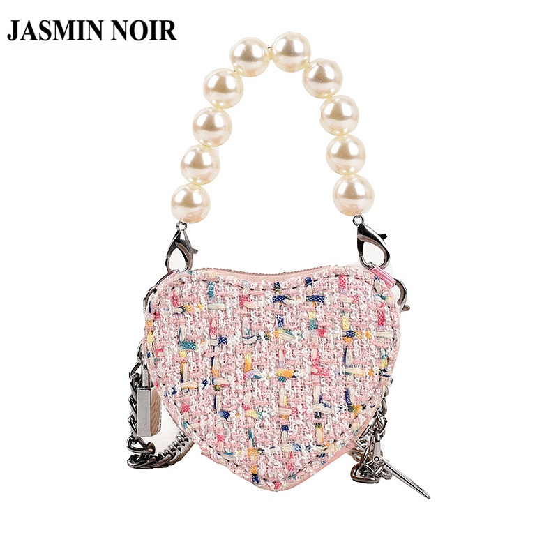 JASMIN NOIR Túi Da PU Đeo Chéo Vai Hình Trái Tim Đáng Yêu Thời Trang Cho Nữ