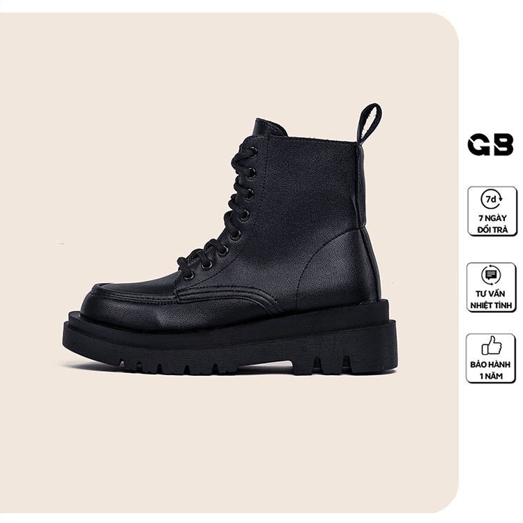 Giày Bốt Nữ Cổ Cao Giày BOM Da PU Bóng Mềm Đế Cao Hot Trend Ulzzang Thời Trang Mới Nhất Màu Đen giayBOM GB Boot B1185