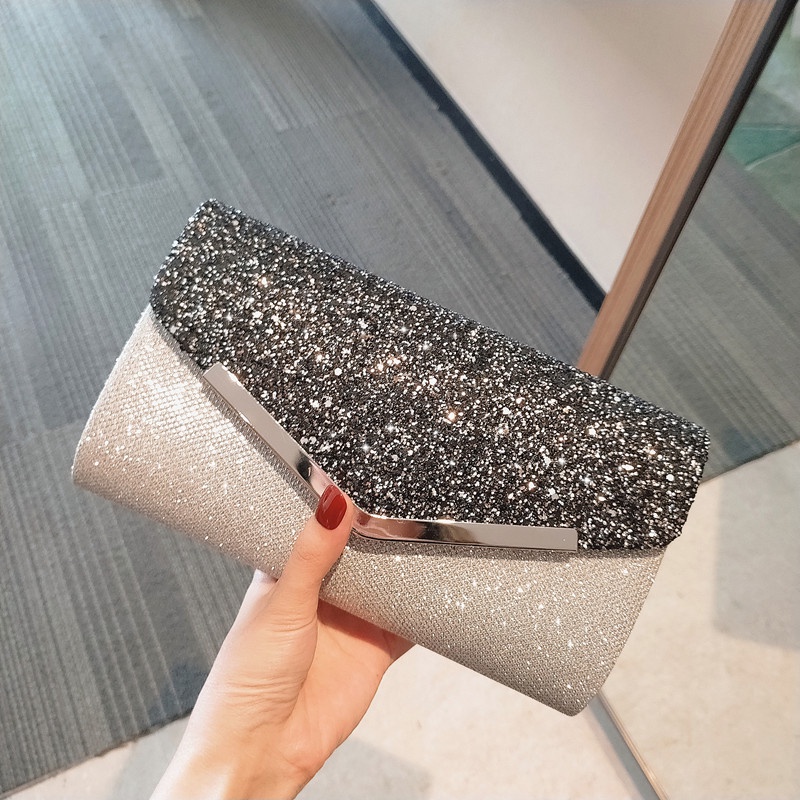 Ví cầm tay nữ dự tiệc, clutch nữ dự tiệc đính kim tuyến sang chảnh VDT003