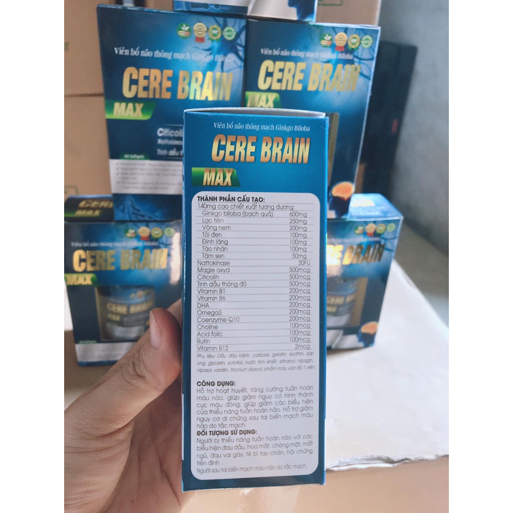 Viên uống bổ não thông mạch Ginkgo Boliba Cere Brain Max ( hộp 60 viên )