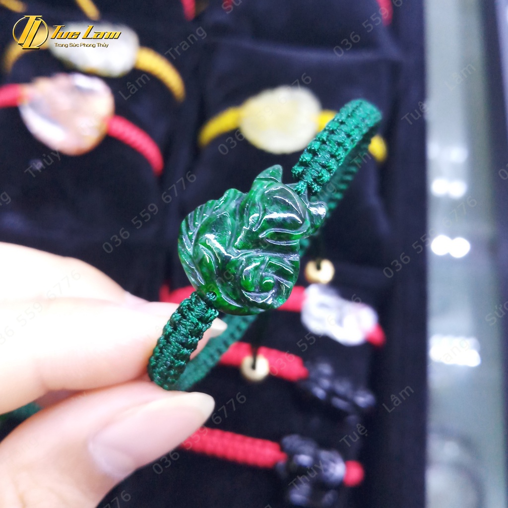 Vòng tay chỉ xanh rêu cao cấp bện mặt hồ ly sơn thủy trợ duyên, mang lại may mắn - Tuệ Lâm
