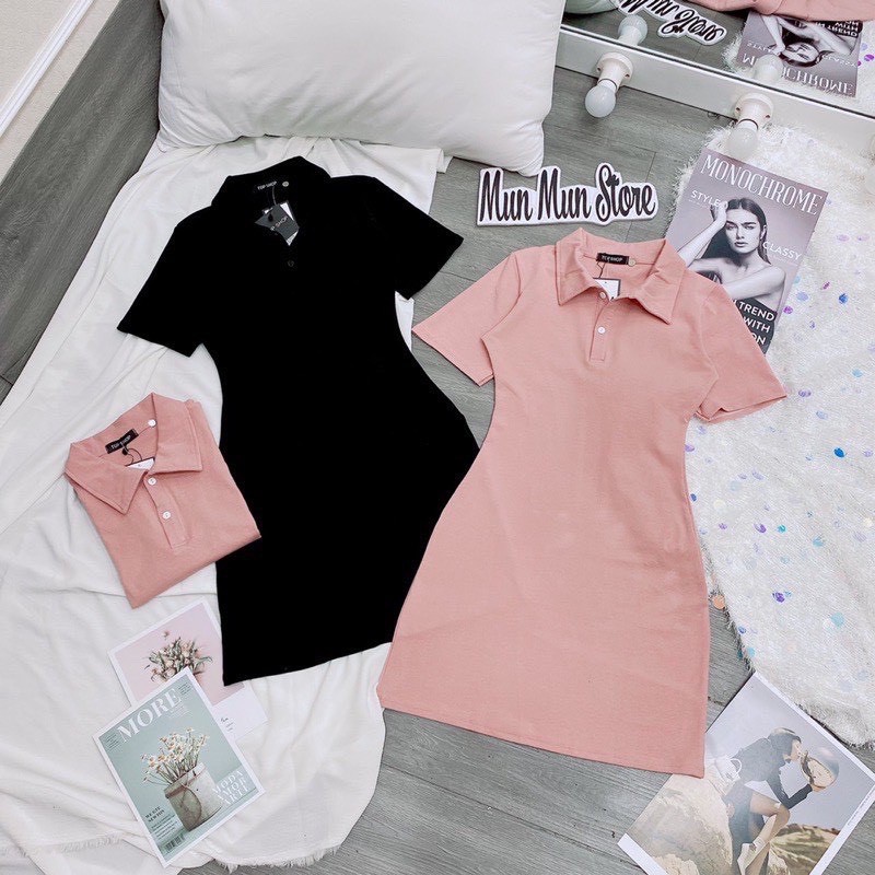 [𝐅𝐑𝐄𝐄𝐒𝐇𝐈𝐏]Đầm polo cổ bẻ MunMunStore tay ngắn from vừa xinh xắn -  mềm mại - đi tiệc - đi chơi đều đẹp