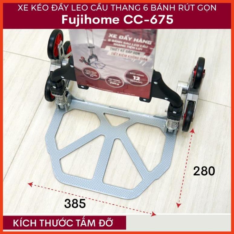 Xe kéo hàng leo cầu thang Fujihome CC-675, thương hiệu Nhật Bản 6 bánh 70kg, xe đẩy hàng leo cầu thang gấp gọn đa năng