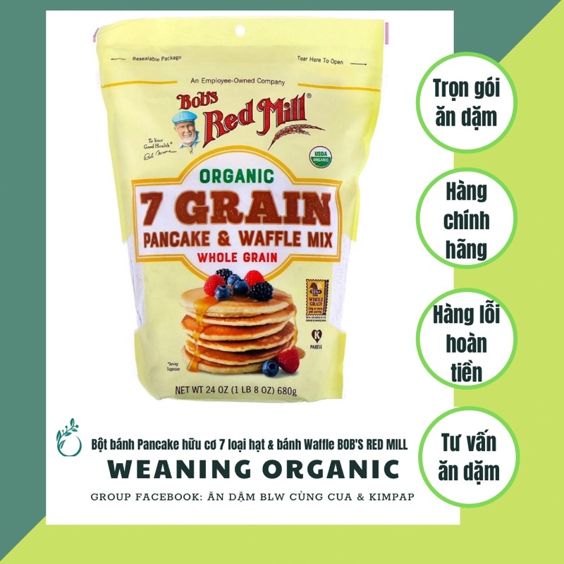Bột pancake đa hạt hữu cơ Bobs Red Mill Mỹ 680g