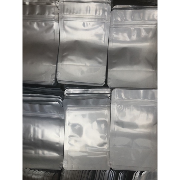 Túi zip 1 mặt bạc 1 mặt trong đựng 100gr