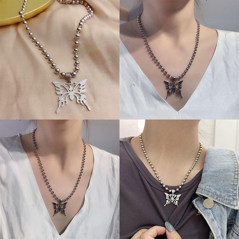 Dây Chuyền Mặt Hình Bướm Phong Cách Retro Hàn Quốc