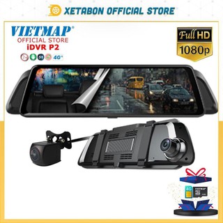 Camera hành trình gương vietmap idvr p2 + điều khiển bằng giọng nói + dẫn đường vietmap s1 + truyền hình trực tiếp video