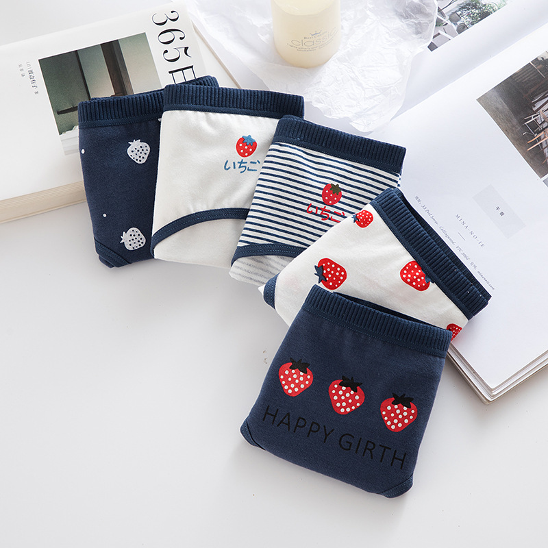 Quần Lót Levao Từ Cotton Lưng Vừa In Hình Dâu Tây Cho Nữ