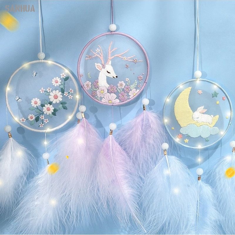 ✨Sản Phẩm Mới Về Đầu Tiên✨ Bộ Phụ Kiện Trang Trí Vòng Bắt Giấc Mơ Thêu Tay diy Dễ Thương