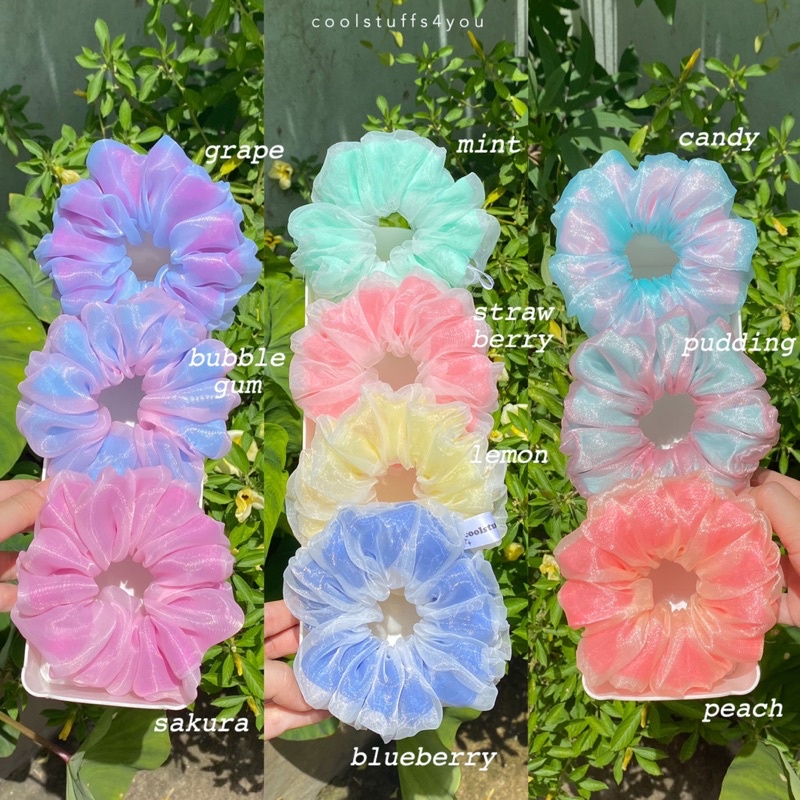 Đồ buộc tóc scrunchies voan phồng 2 lớp thiết kế✨