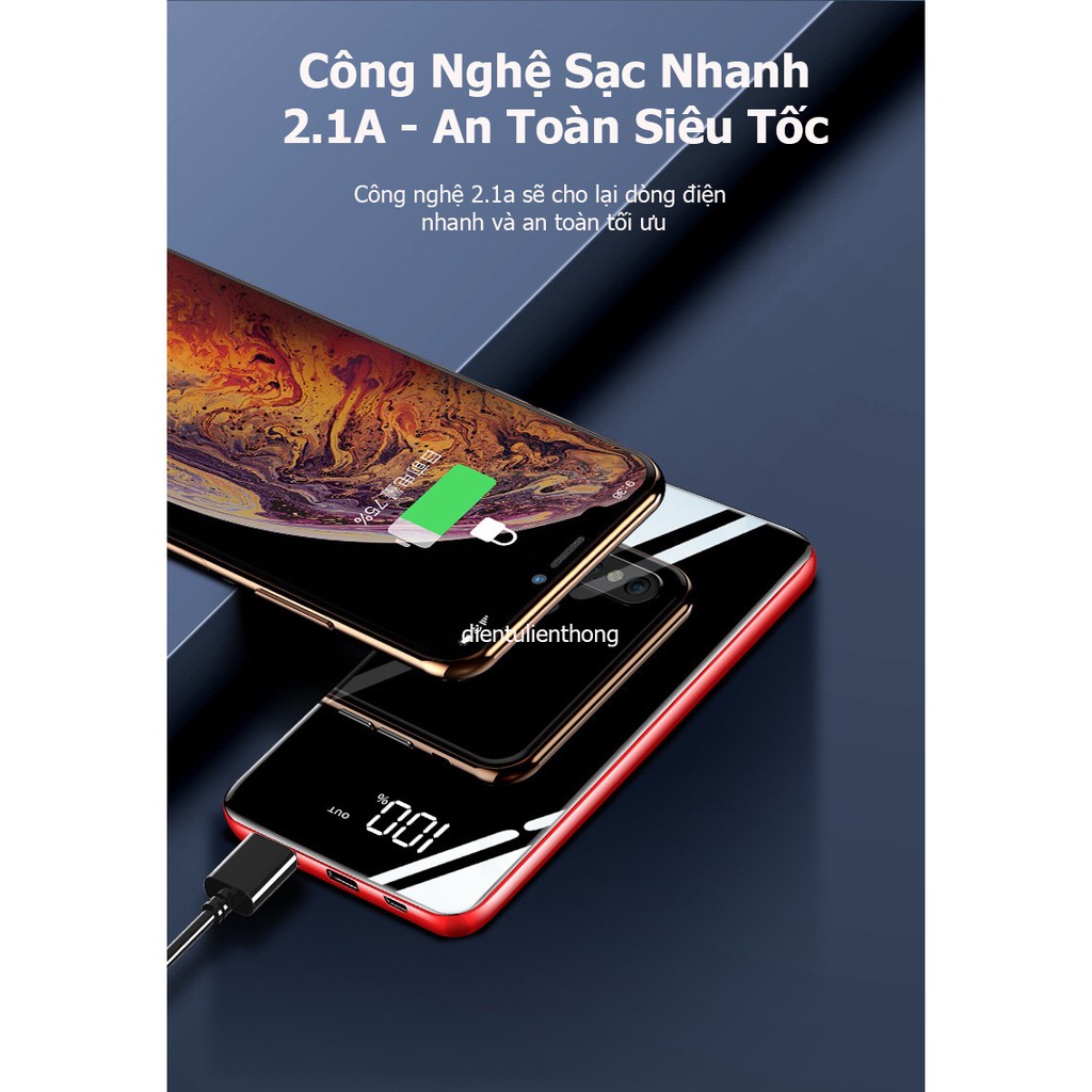 [Bảo Hành 1 Năm] Sạc Dự Phòng Sac Du Phong Siêu Đẹp Toàn Mặt Kính Sang Trọng Như Điện Thoại Cao Cấp - Pin Chuẩn 10000mAh | BigBuy360 - bigbuy360.vn