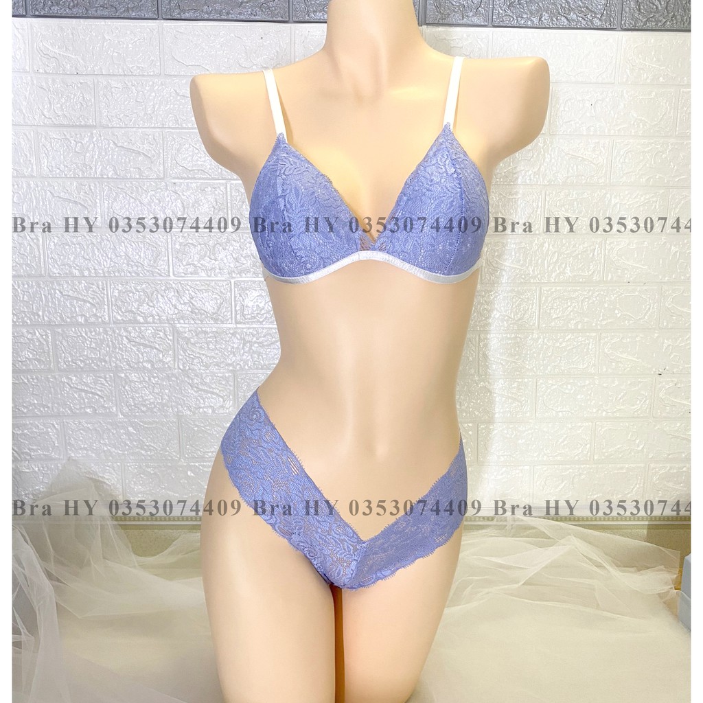 👙Bra thiết kế sexy👙 Đồ lót nữ sexy màu xanh navy vải ren cao cấp thoáng khí nguyên set gồm áo + quần (hình thật 100%) | BigBuy360 - bigbuy360.vn
