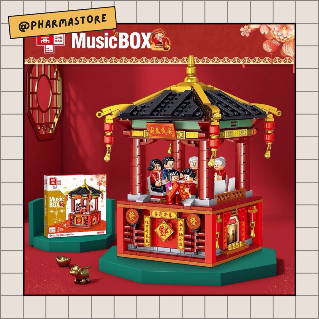 LEGO HỘP NHẠC NGÀY TẾT - ĐỒ CHƠI XẾP HÌNH LẮP RÁP MÔ HÌNH NANOBLOCK