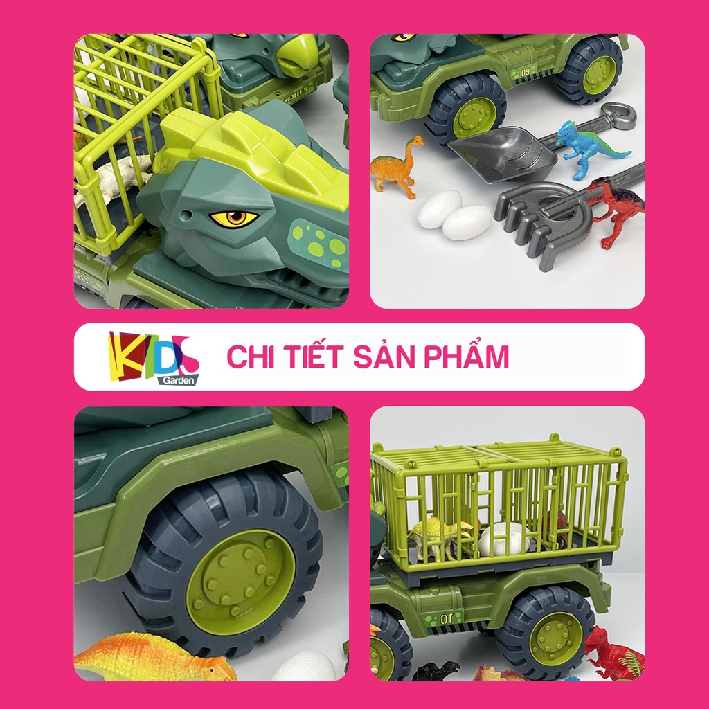 Xe đồ chơi cho bé trai cỡ lớn chở mô hình khủng long đồ chơi XDC21 KIDSGARDEN
