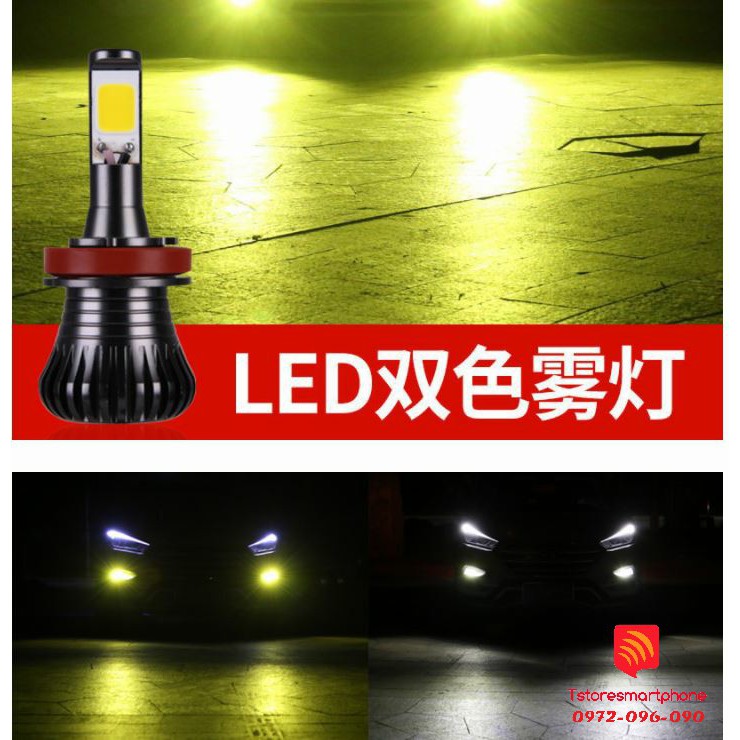 Đèn LED gầm hai chế độ hai màu trắng vàng H8-H9-H11-H16 880/881 PHÁ SƯƠNG(GIÁ 1 CHIẾC)