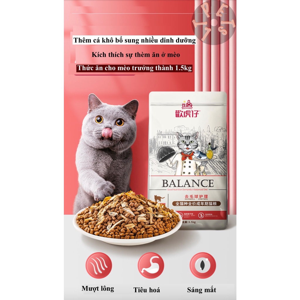 [1,5kg] Hạt cho mèo cao cấp Balance bổ sung thêm cá khô hỗ trợ tăng cân và phát triển lông mang