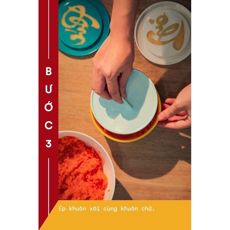 Bộ Khuôn Xôi 3 Mặt Phúc Lộc Thọ 12Cm Dày Dặn