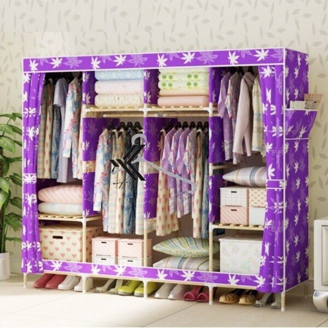 Tủ vải khung gỗ 4 buồng 8 ngăn loại 1